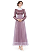Women Maid Costume Victorian Long Sleeve Maxi Double Layer Gown for Themed Parties