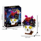551pcs Building Blocks Skull Bouquet Set Creative DIY Assembly Toy Halloween Desktop Art Decor Spooky Holiday Gift