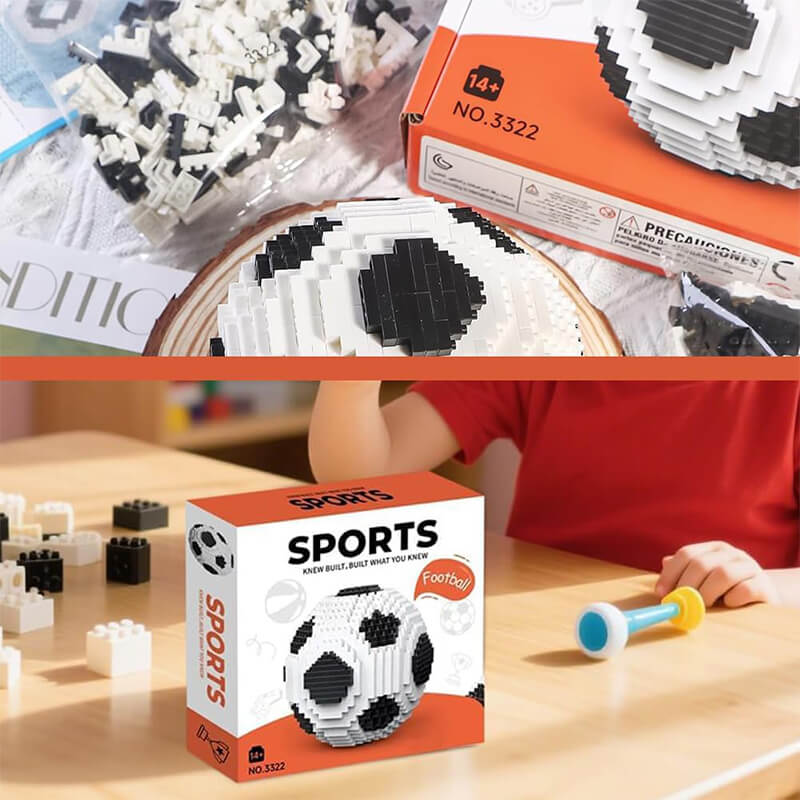 850pcs+ Building Blocks Soccer Ball Stadium with Ball Blocks Set Football Collecting Toys for Kids and Adults