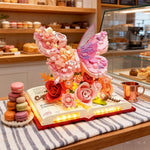 Butterfly Flower Building Blocks 3D Building Set Desktop Ornament with LED Lighting Holiday Gift