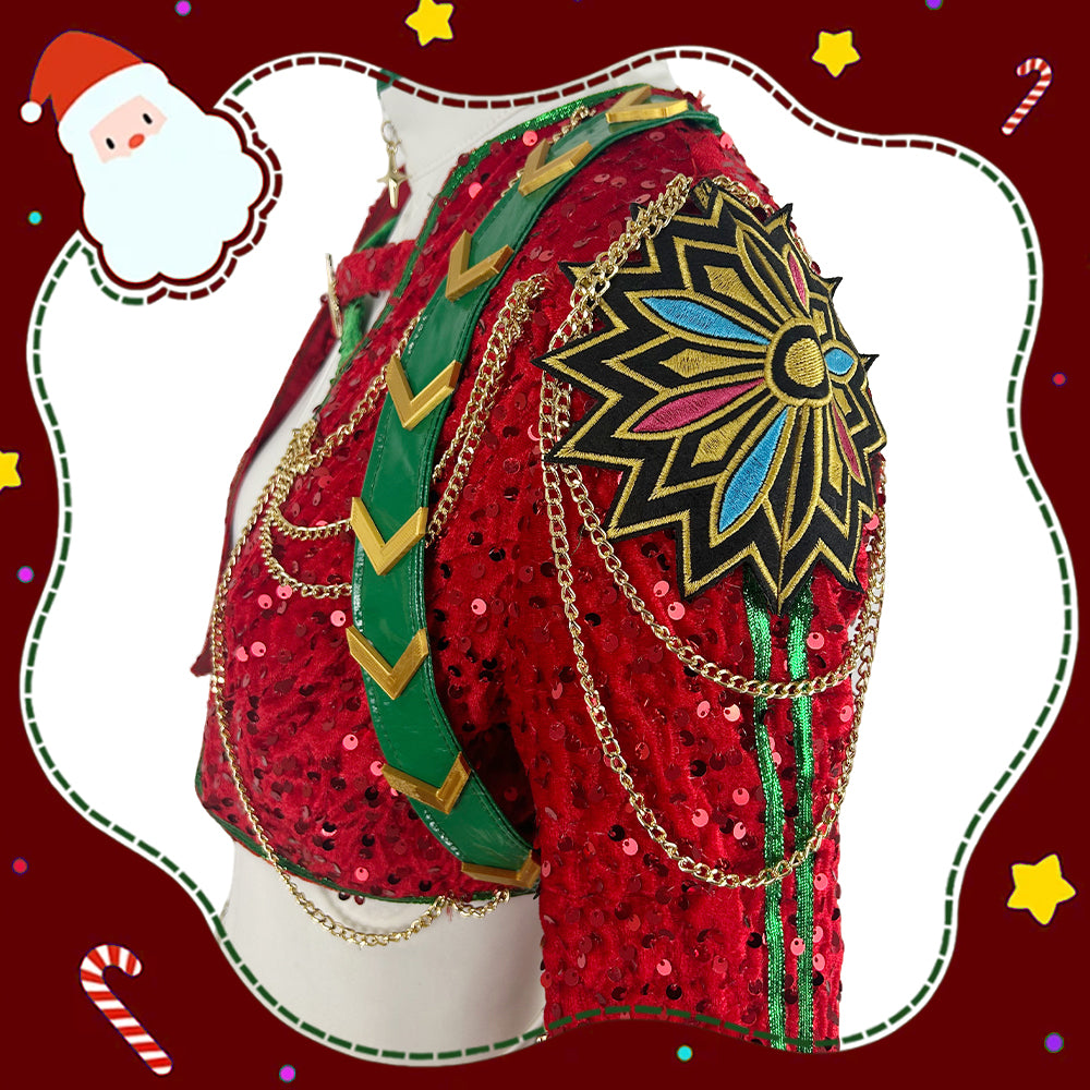 Christmas Pop Star Costume Golden Dance Suit Sequin Party Dress Dress Up Outfit