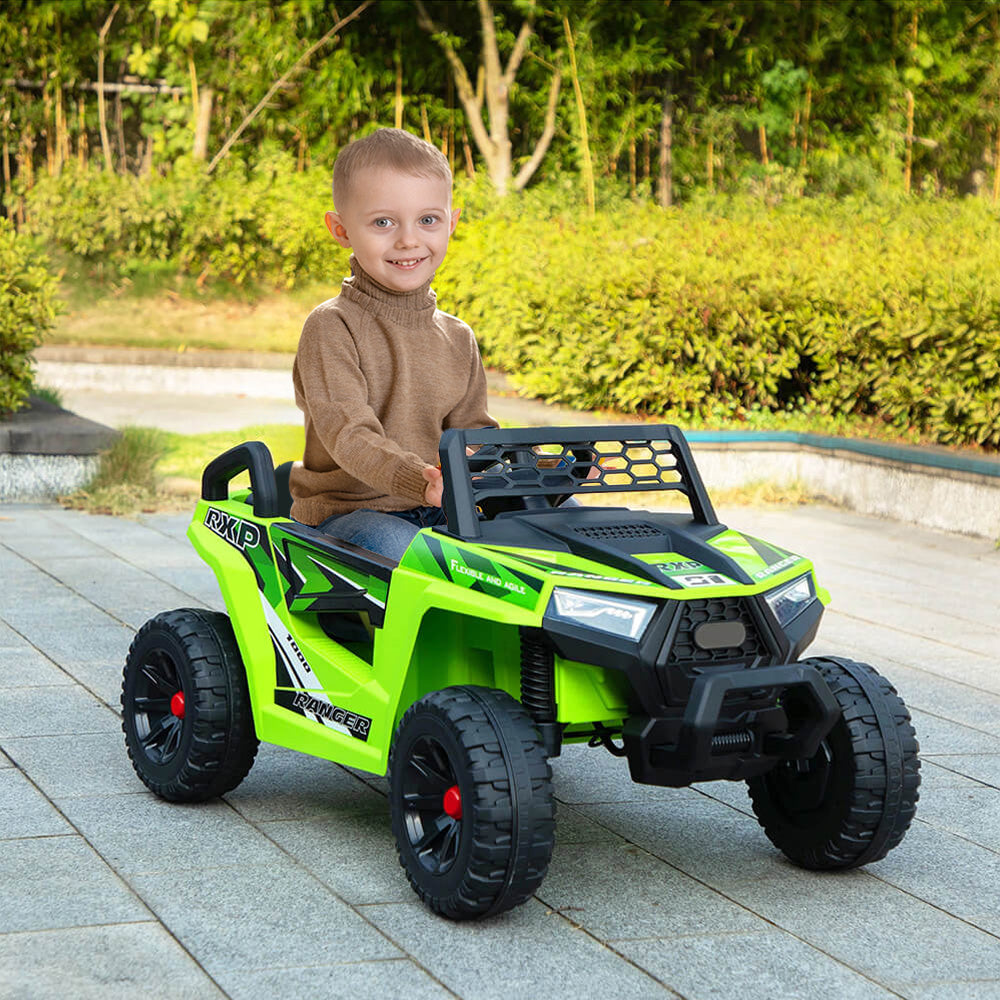 12V Kids Ride On Car Electric UTV Car Single Seat with a Safety Belt Front LED Lights and Horn