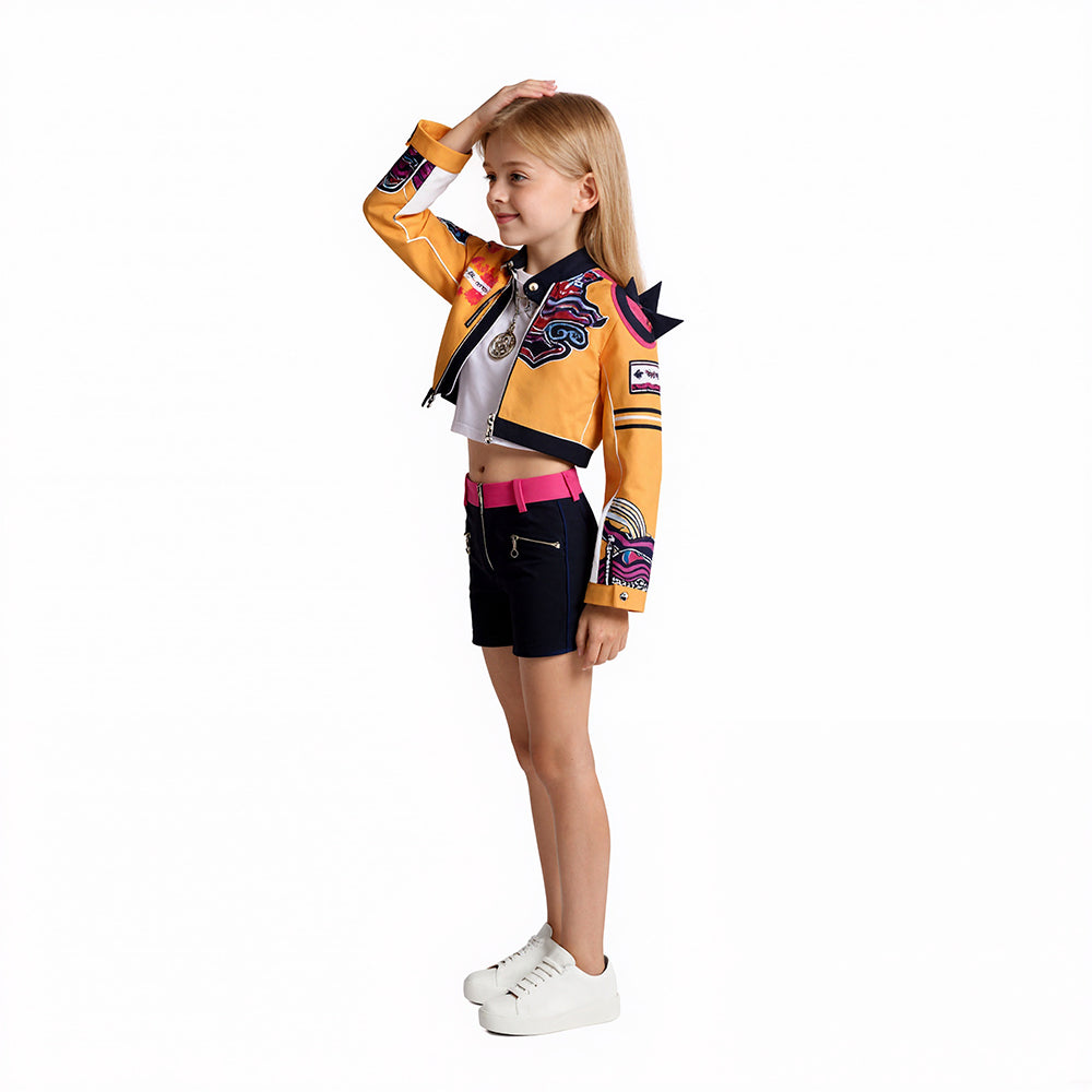 Yellow Costume Tops Vest and Shorts Full Set Deluxe Kids Adults Halloween Cosplay Outfit