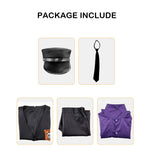 Mens FNAF Costume William Purple Uniform Set with Vest and Hat for Roleplay Events