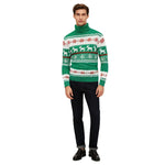 Men's Ugly Chirstmas Sweater Brothers Green Pullover Turtleneck Sweater