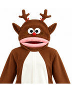 Funny Santa Claus Hooded Fleece Onesie Novelty Christmas Loungewear Jumpsuit for Adults Holiday Parties
