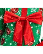 Women's Ugly Christmas Sweater 3D Long Sleeve Pullover with Tinsel Garland and Red Bow for Xmas Party