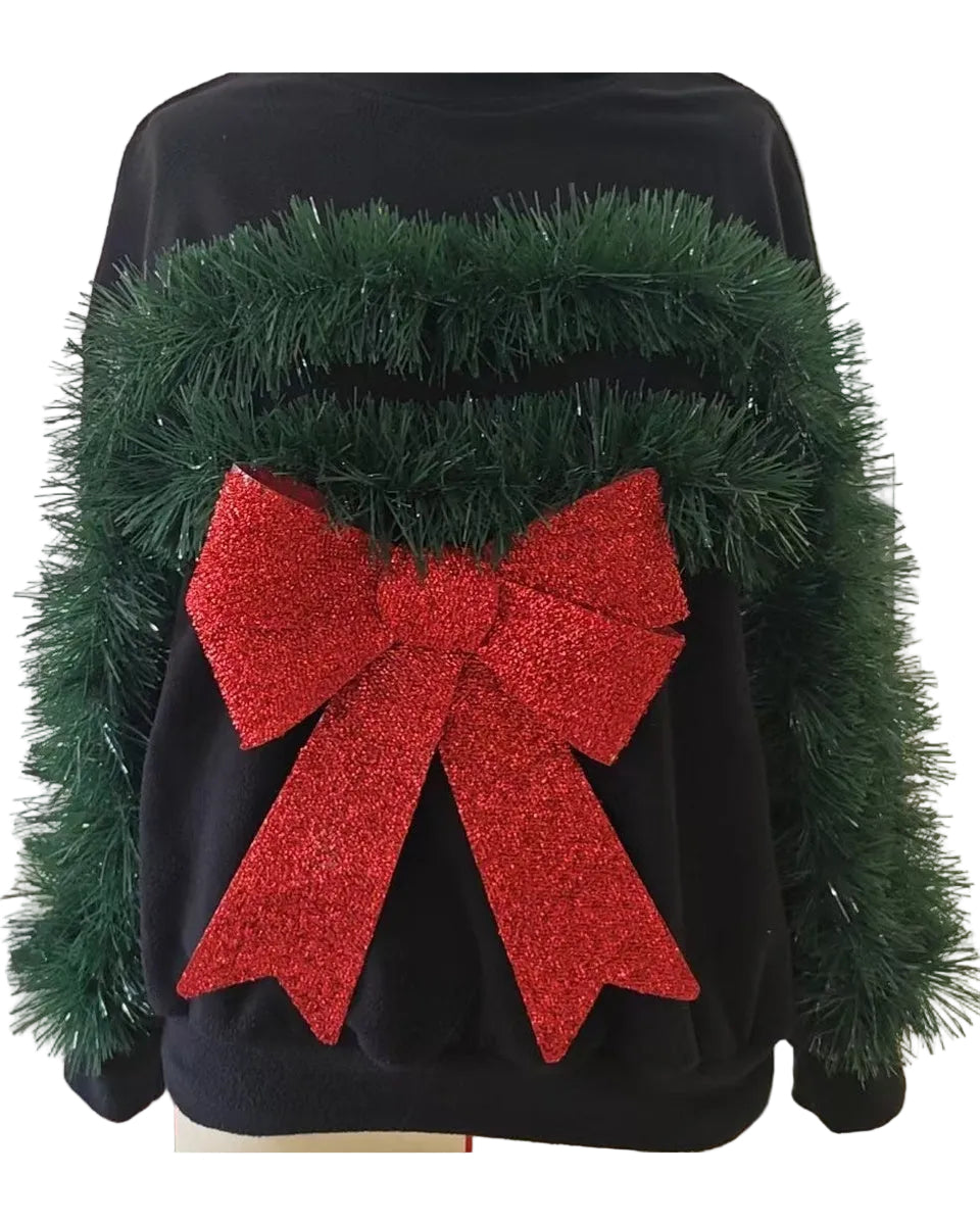 Adults Funny Xmas Sweaters Pullover Green Tinsel Costume for Holiday Parties