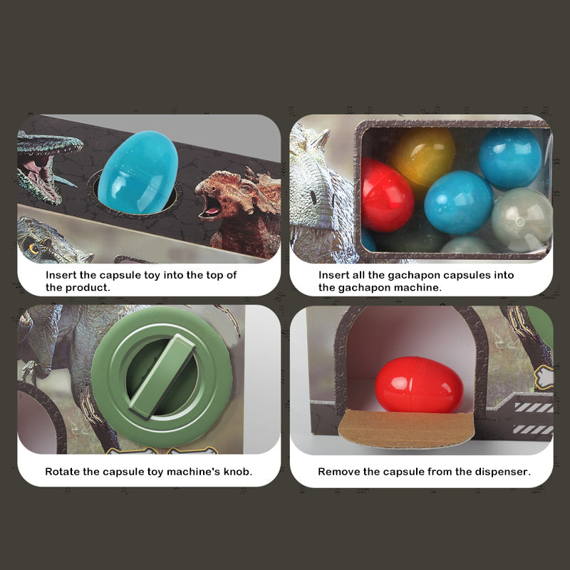 Cartoon Dinosaur Gashapon Machine with 12 Dinosaur Mini Vending Machine Dino Blind Box