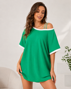 Women's Mexico Soccer Jersey Sexy One Shoulder Green Strappy Shirt for Sports Game Day Party