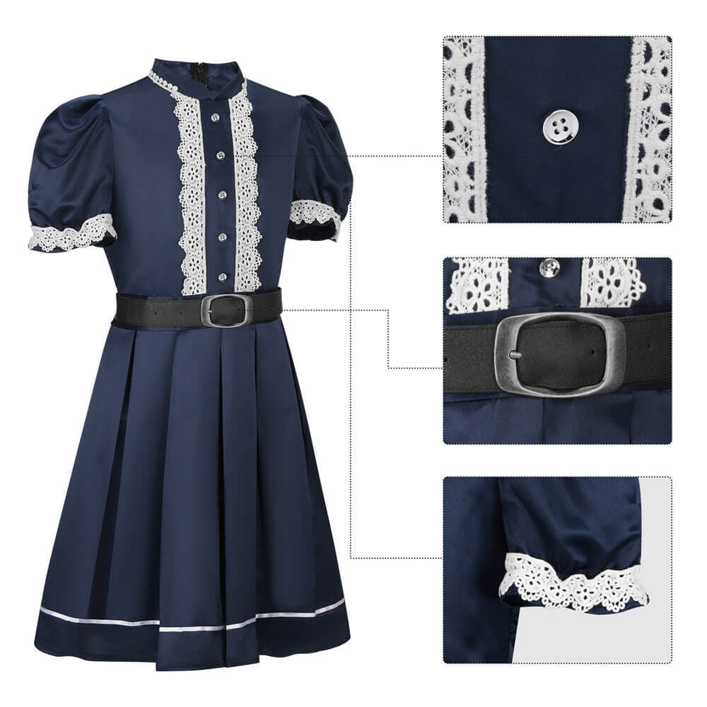 Eden Edwards Dress with Belt Ring Children of The Corn Cosplay Costume Eden Outfit 3pcs Suit for Kids Adults