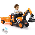 6V Electric Excavator Kids Ride-on Pedal Tractor With Power Digger & Music Sounds