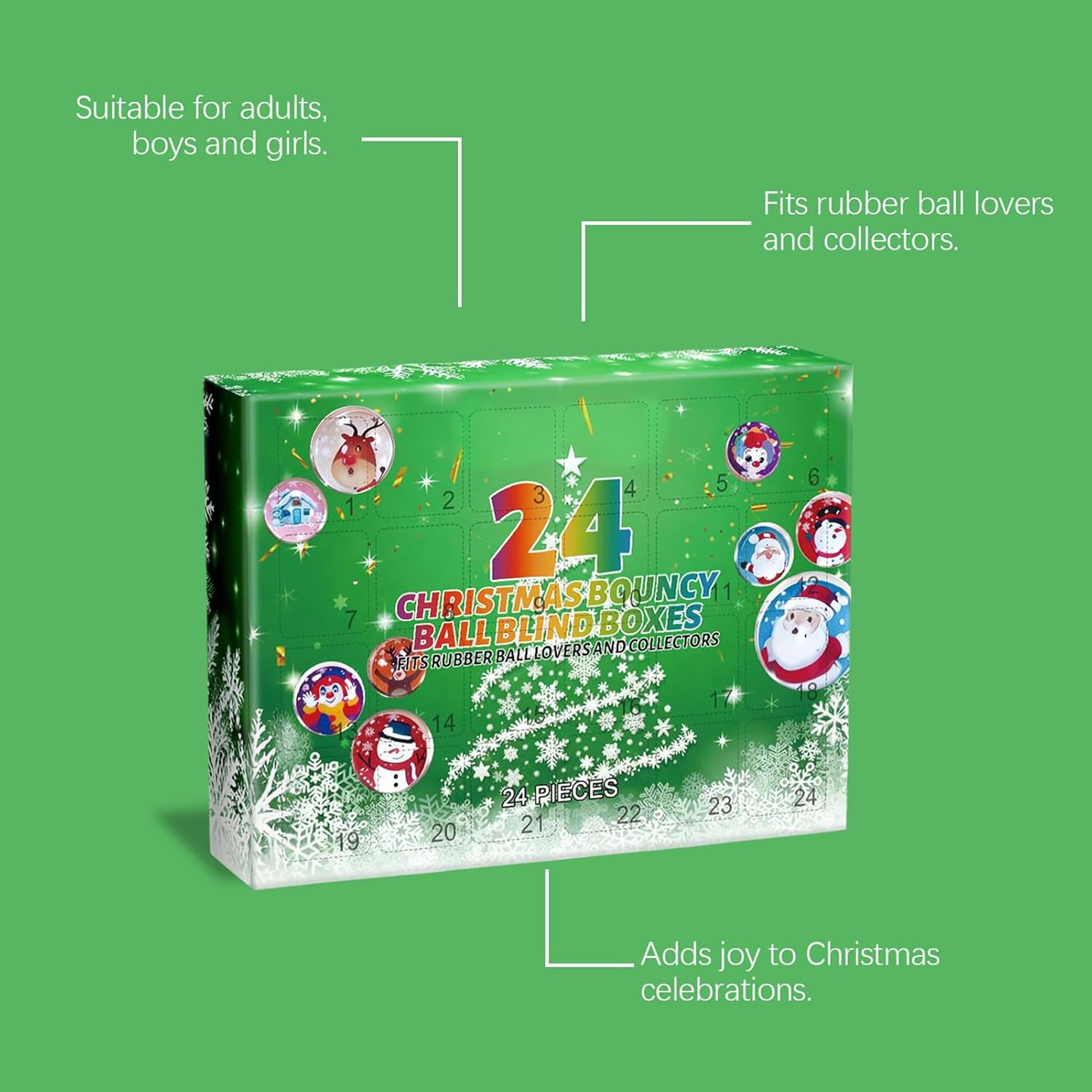 Christmas Advent Calendar 2025 Bouncy Ball Soft Calming Fidget Toys Blind Box for Kids Adults