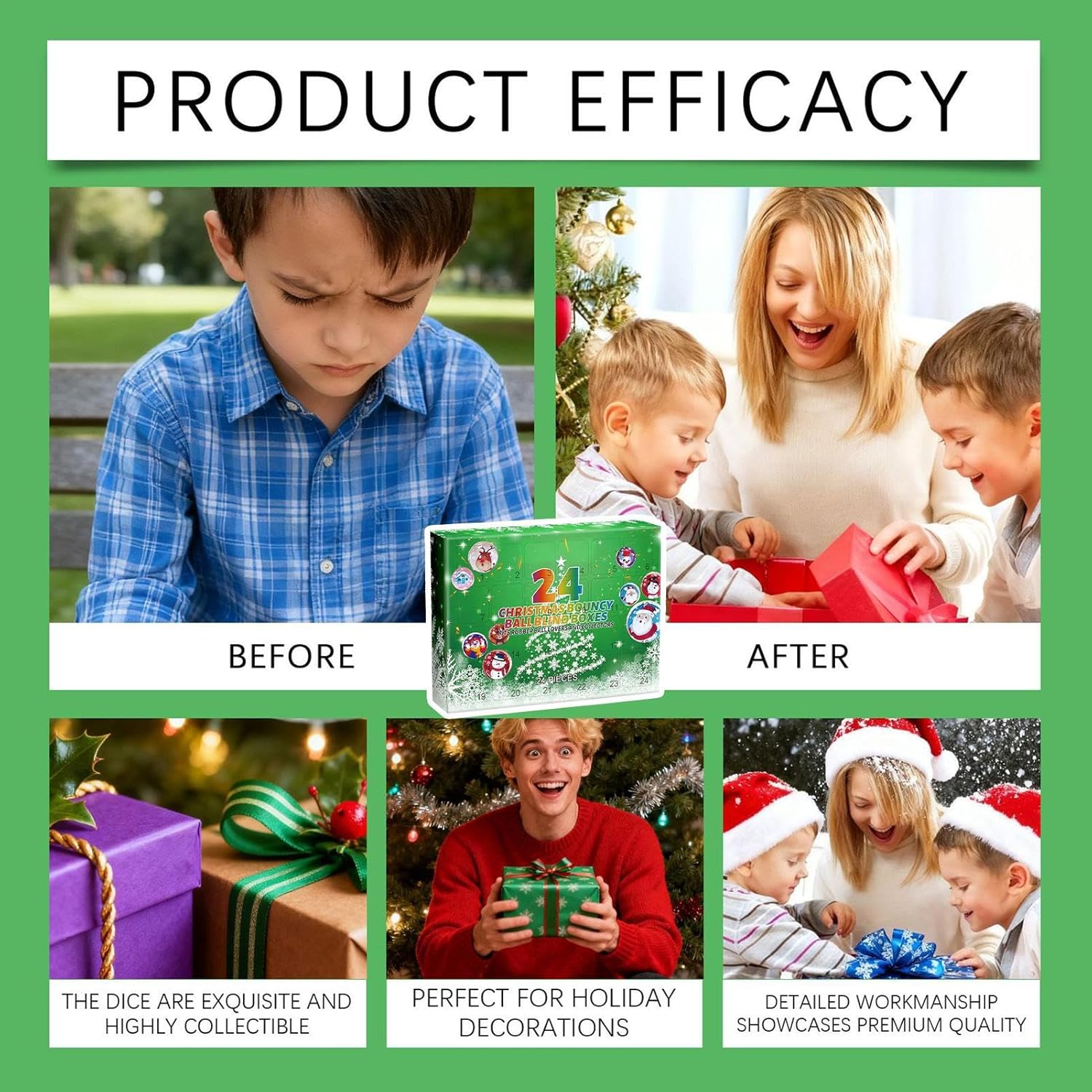 Christmas Advent Calendar 2025 Bouncy Ball Soft Calming Fidget Toys Blind Box for Kids Adults