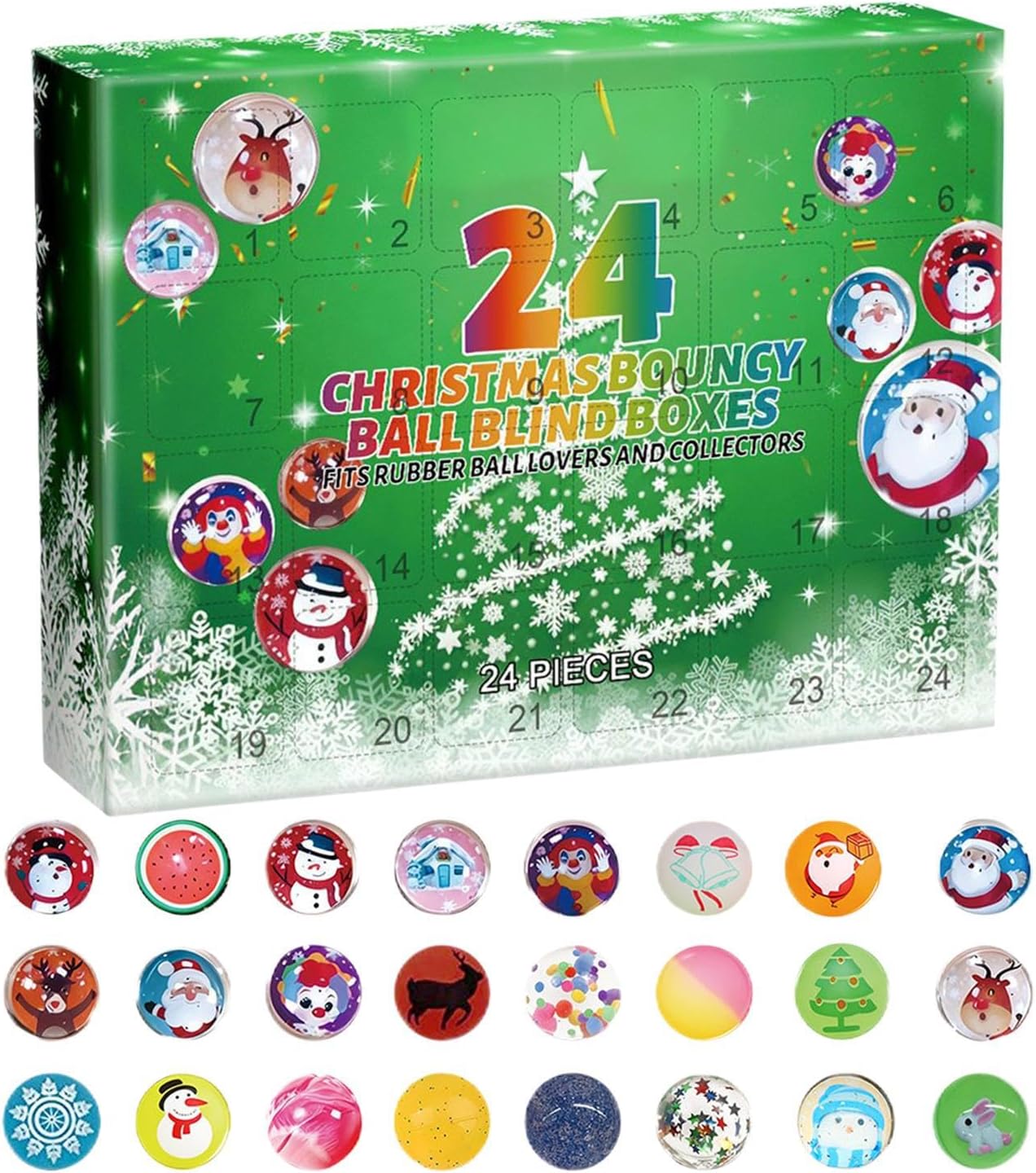 Christmas Advent Calendar 2025 Bouncy Ball Soft Calming Fidget Toys Blind Box for Kids Adults