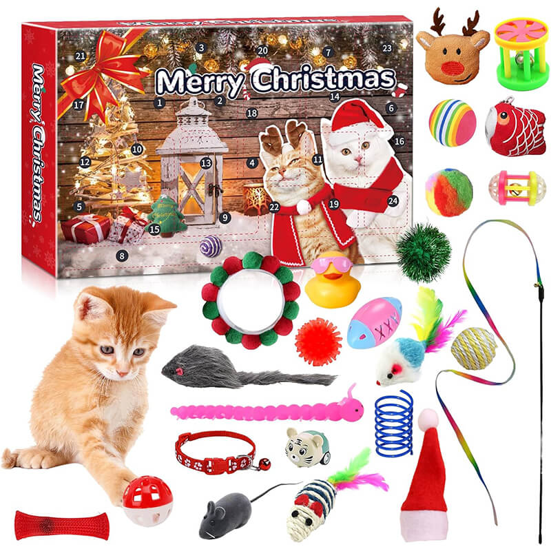 Christmas Advent Calendar 2025 Cat Toy Set Blind Box Cat Interactive Toy Holiday Pet Decoration