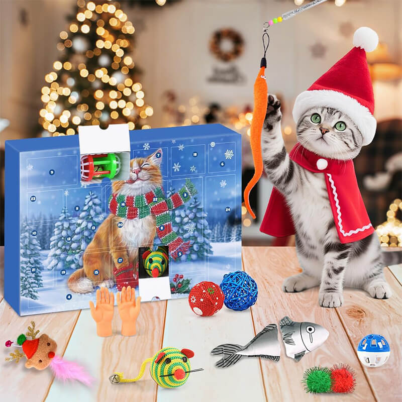 Christmas Advent Calendar 2025 Cat Toy Set Blind Box Cat Interactive Toy Holiday Pet Decoration