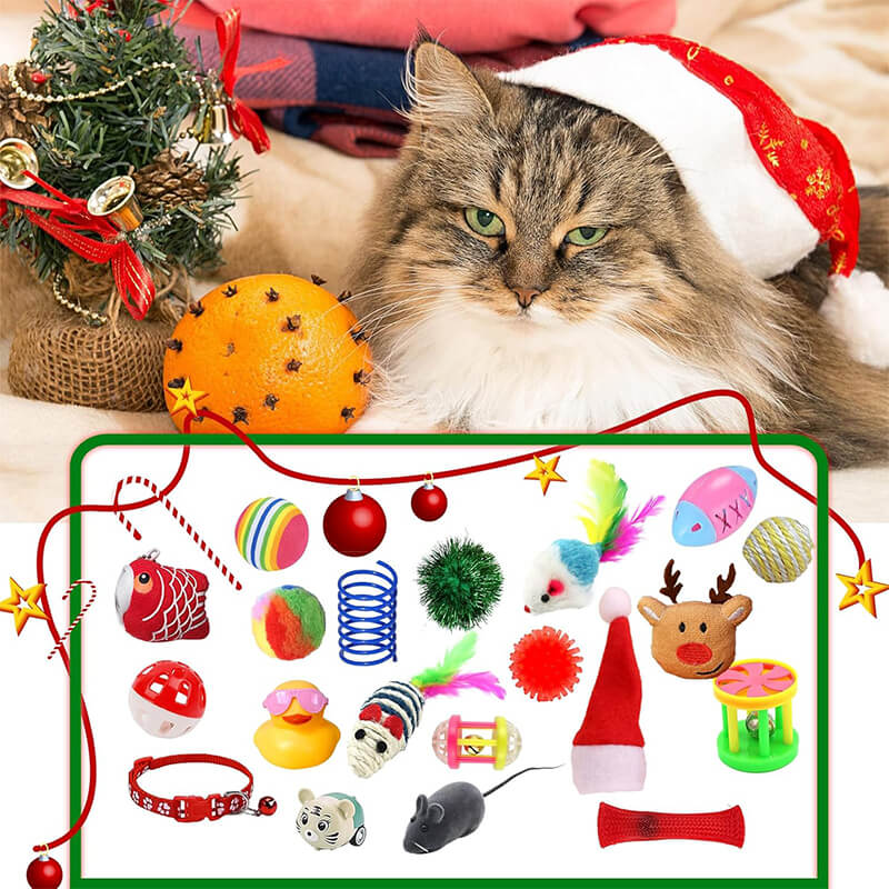 Christmas Advent Calendar 2025 Cat Toy Set Blind Box Cat Interactive Toy Holiday Pet Decoration