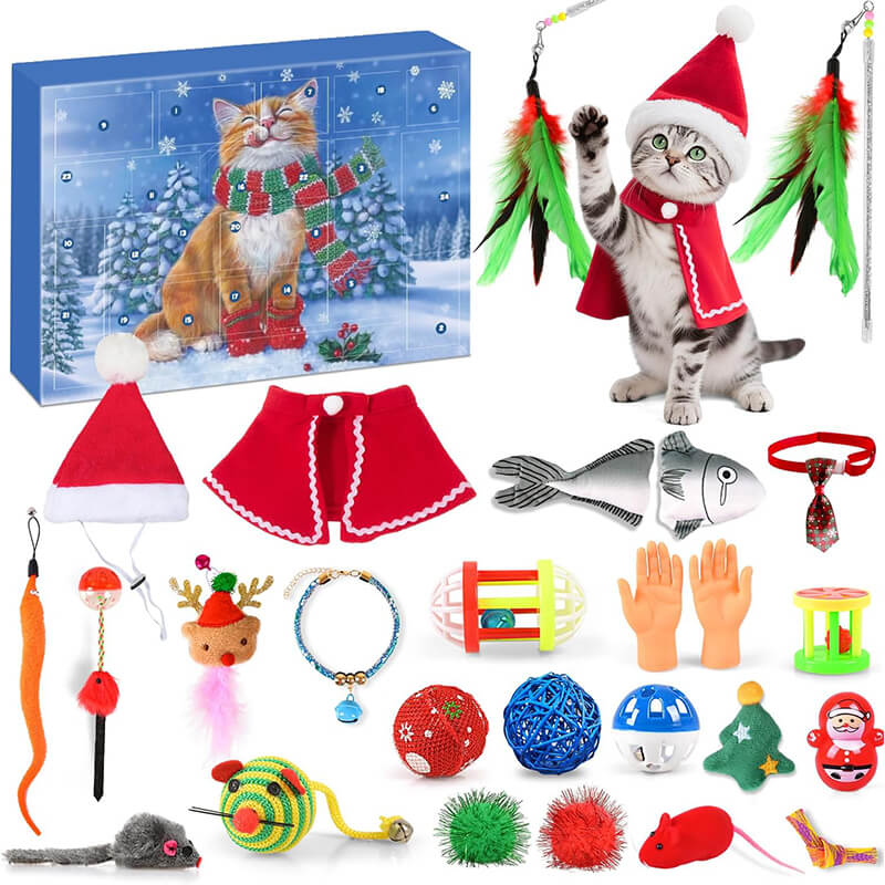 Christmas Advent Calendar 2025 Cat Toy Set Blind Box Cat Interactive Toy Holiday Pet Decoration