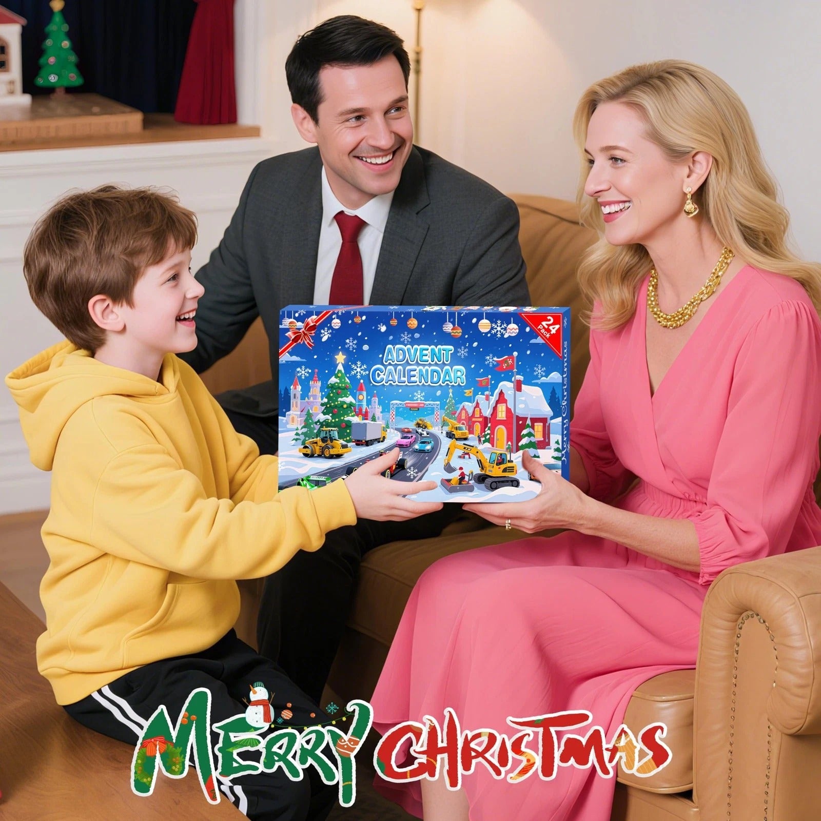 Christmas Advent Calendar 2025 Pullback Car Alloy Construction Vehicle Racing Set Holiday Gift