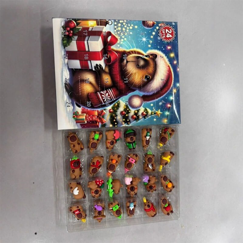 Christmas Advent Calendar 2025 Capybara Blind Box 24Pcs Cute Capybara Ornaments Advent Calendar Animal Christmas Toys