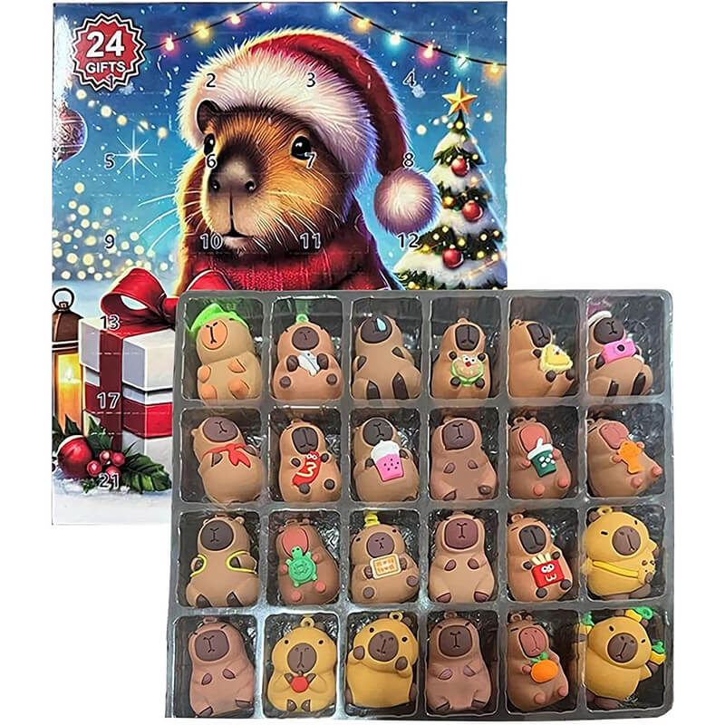 Christmas Advent Calendar 2025 Capybara Blind Box 24Pcs Cute Capybara Ornaments Advent Calendar Animal Christmas Toys