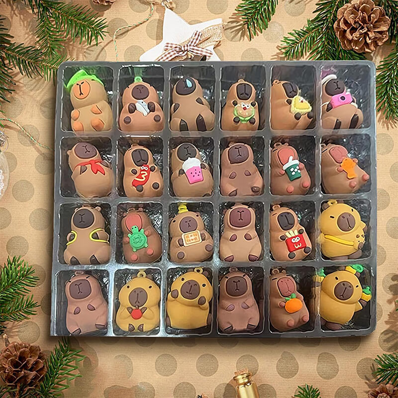 Christmas Advent Calendar 2025 Capybara Blind Box 24Pcs Cute Capybara Ornaments Advent Calendar Animal Christmas Toys