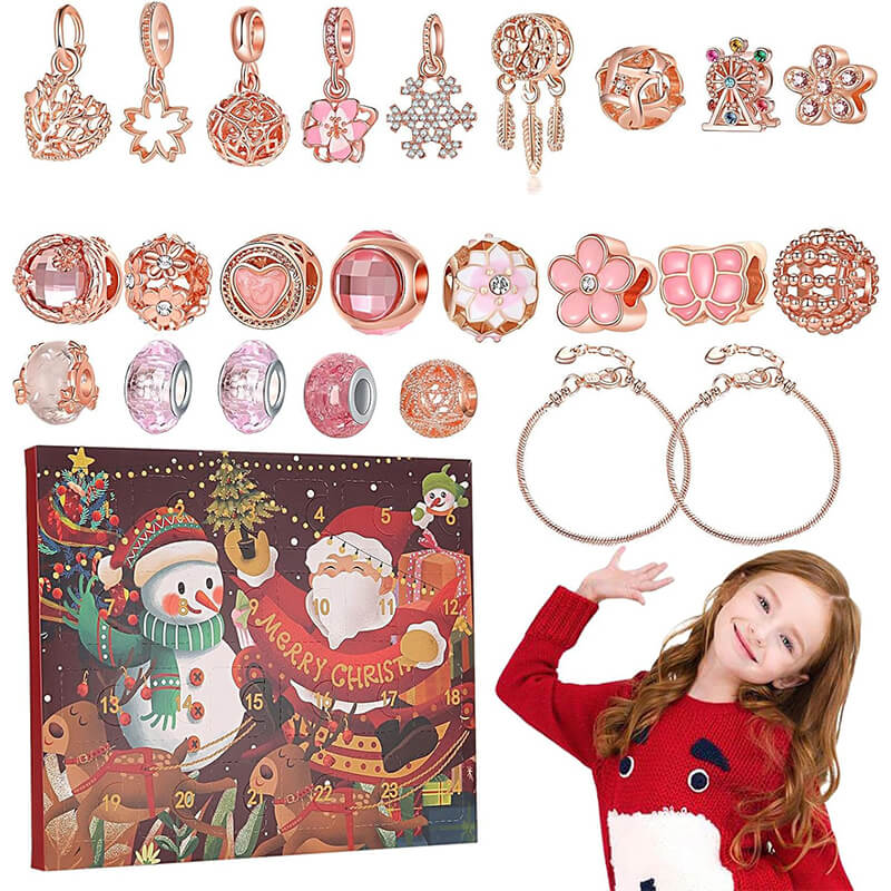 Christmas Advent Calendar 2025 DIY Bracelets with 22 Jewelry Accessories Bracelets Making Kit Holiday Gift