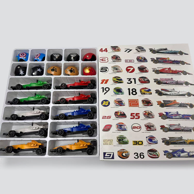 Christmas Advent Calendar 2025 F1 Racing Car and Helmets Blind Box Racing Car Collection Holiday Gift