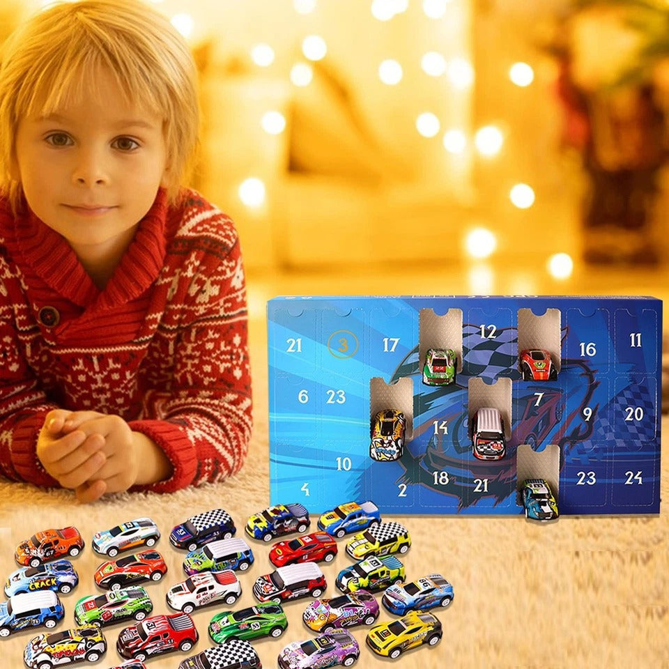 Christmas Advent Calendars 2025 Alloy Pullback Car Mini Racers Truck Set Holiday Gift