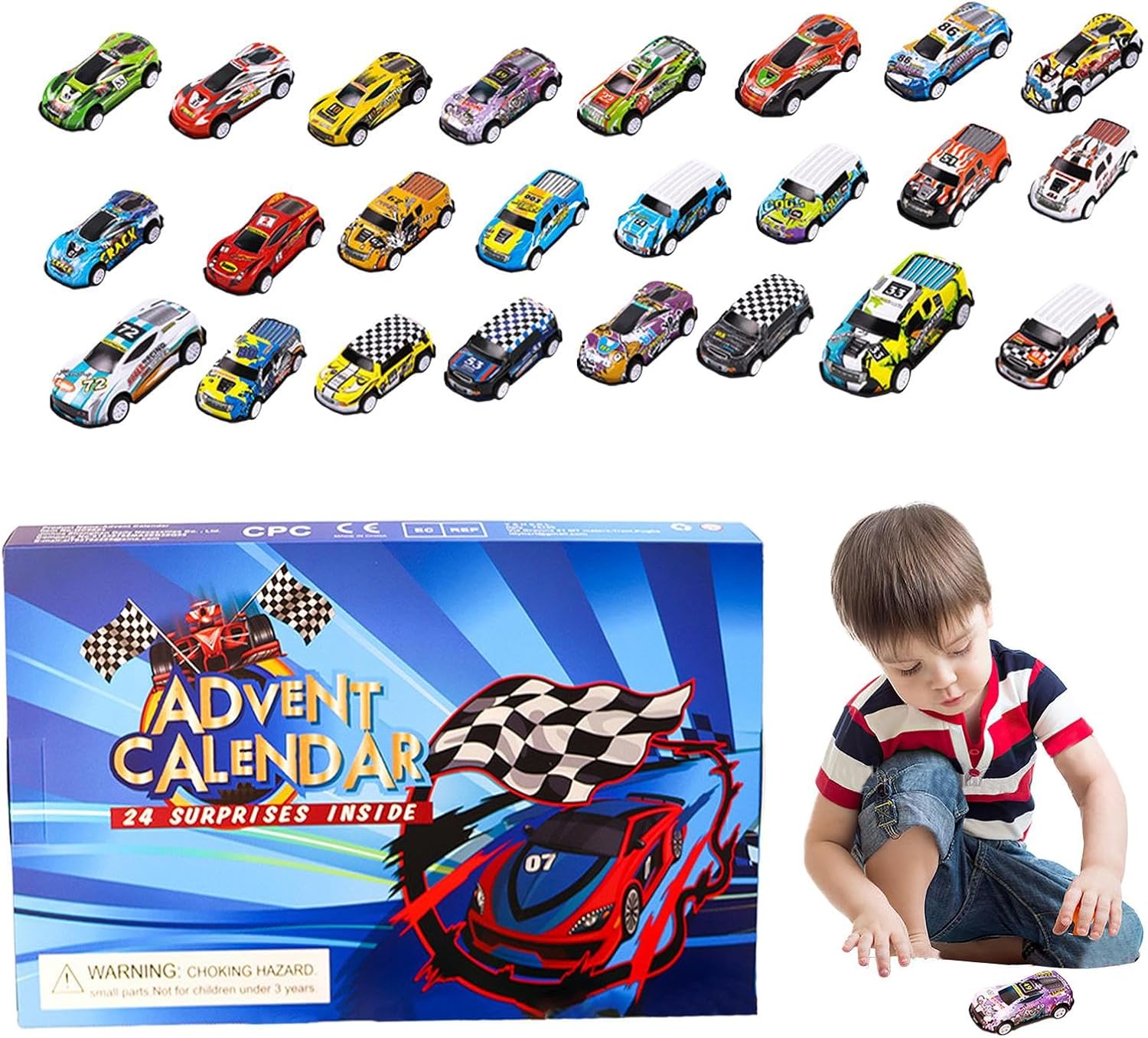 Christmas Advent Calendars 2025 Alloy Pullback Car Mini Racers Truck Set Holiday Gift