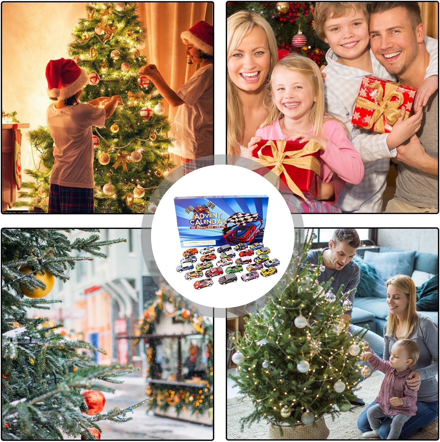 Christmas Advent Calendars 2025 Alloy Pullback Car Mini Racers Truck Set Holiday Gift