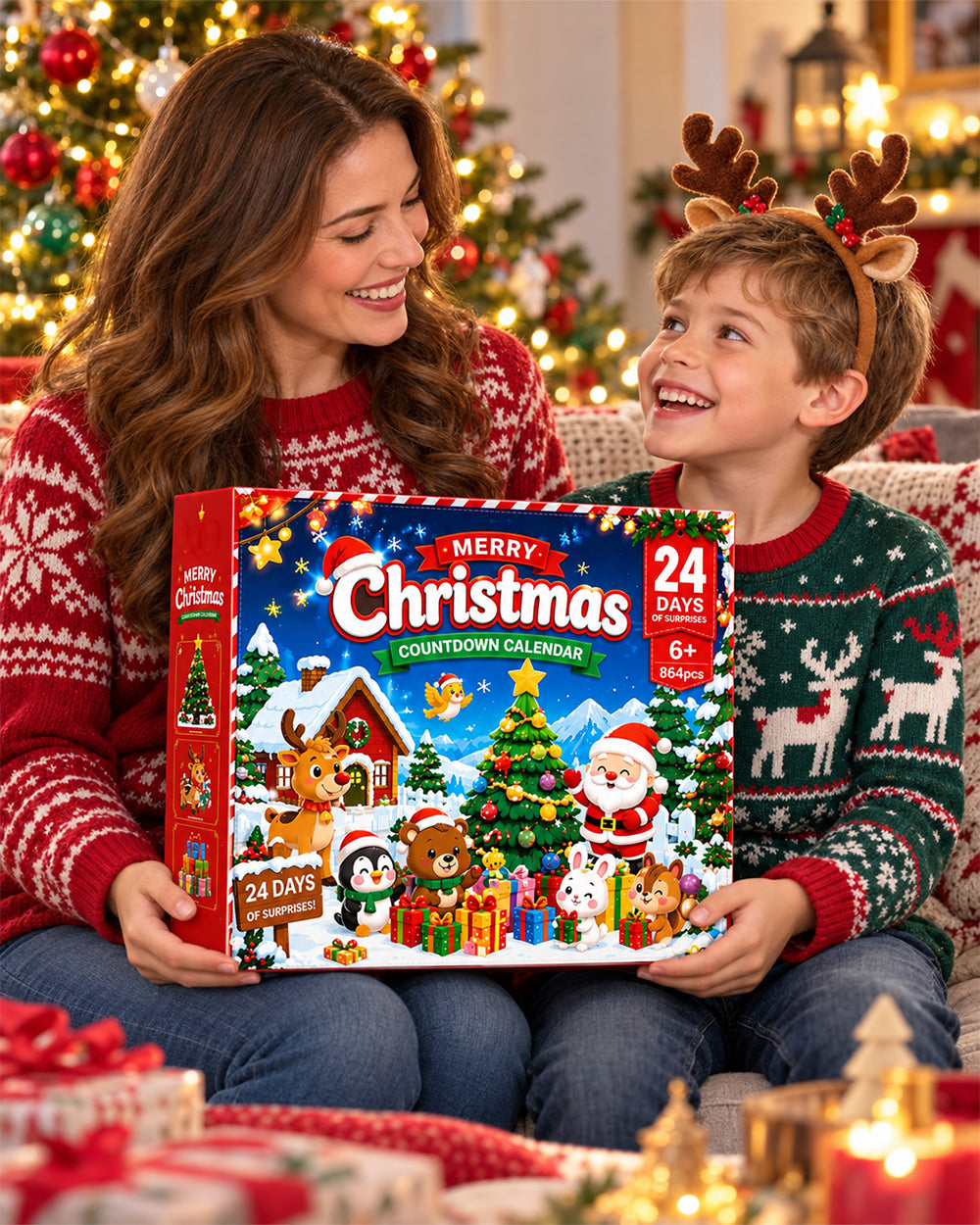 2026 Christmas Building Block Advent Calendar 24 Days 2-in-1 Dual Scene Playset for Kids Adults