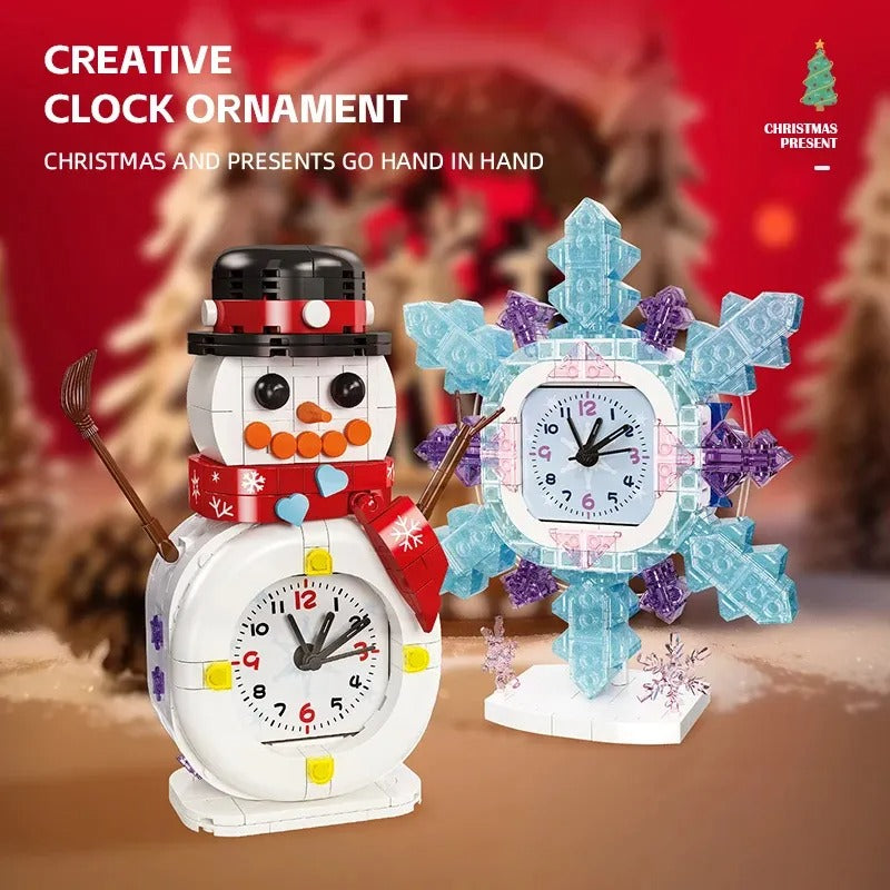 Christmas Building Blocks Creative Snowman Snowflake Gift Clock Ornament Christmas Assembly Toy