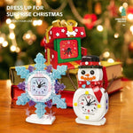 Christmas Building Blocks Creative Snowman Snowflake Gift Clock Ornament Christmas Assembly Toy