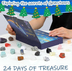 Christmas Advent Calendar 2025 Crystal Gemstone Blind Box with 24pcs Natural Crystal Holiday Gift