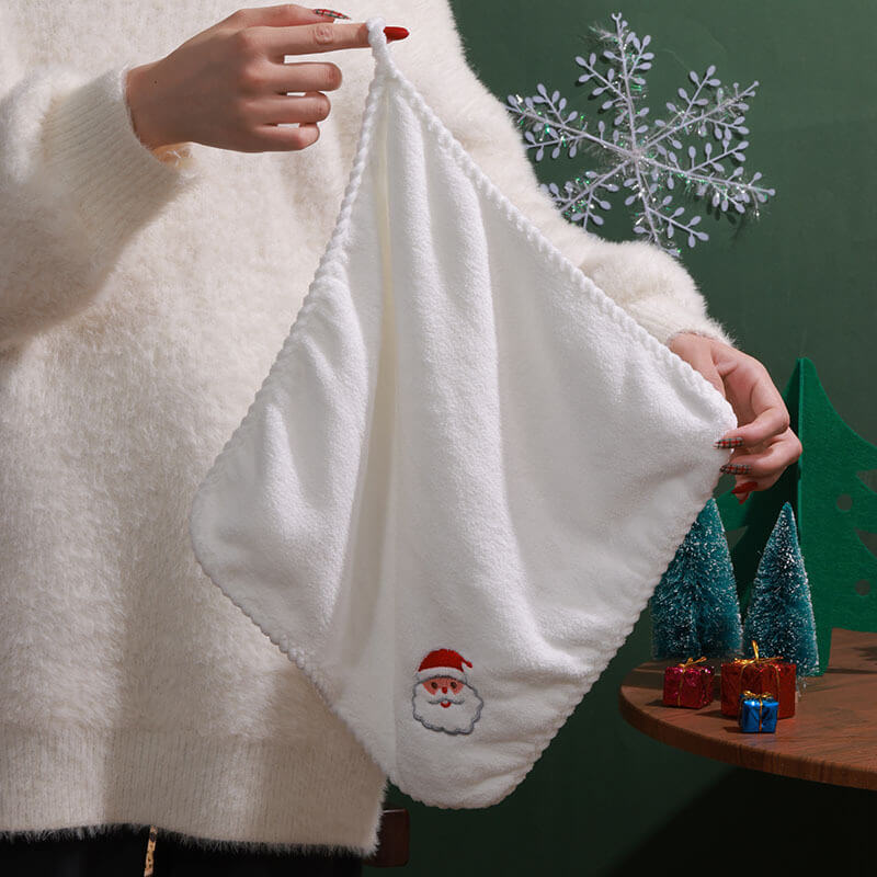 Christmas Hand Towels Gifts 2pcs Cotton Towel Embroidery Xmas Tree Snowman Holiday Gifts