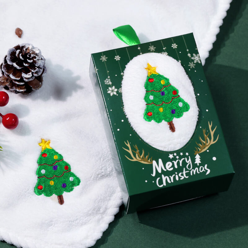 Christmas Hand Towels Gifts 2pcs Cotton Towel Embroidery Xmas Tree Snowman Holiday Gifts