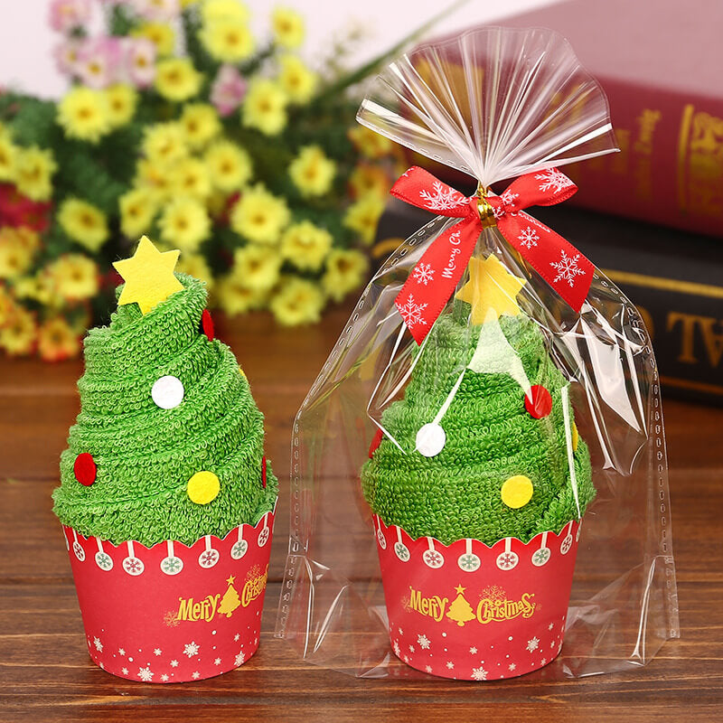 Christmas Hand Towels Gifts 2pcs Cotton Towel Embroidery Xmas Tree Snowman Holiday Gifts