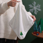 Christmas Hand Towels Gifts 2pcs Cotton Towel Embroidery Xmas Tree Snowman Holiday Gifts