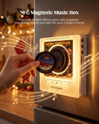 Christmas Mini Record Player NFC Magnetic Music Box with 9 Records and 360° LED Light