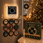 Christmas Mini Record Player NFC Magnetic Music Box with 9 Records and 360° LED Light