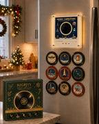 Christmas Mini Record Player NFC Magnetic Music Box with 9 Records and 360° LED Light