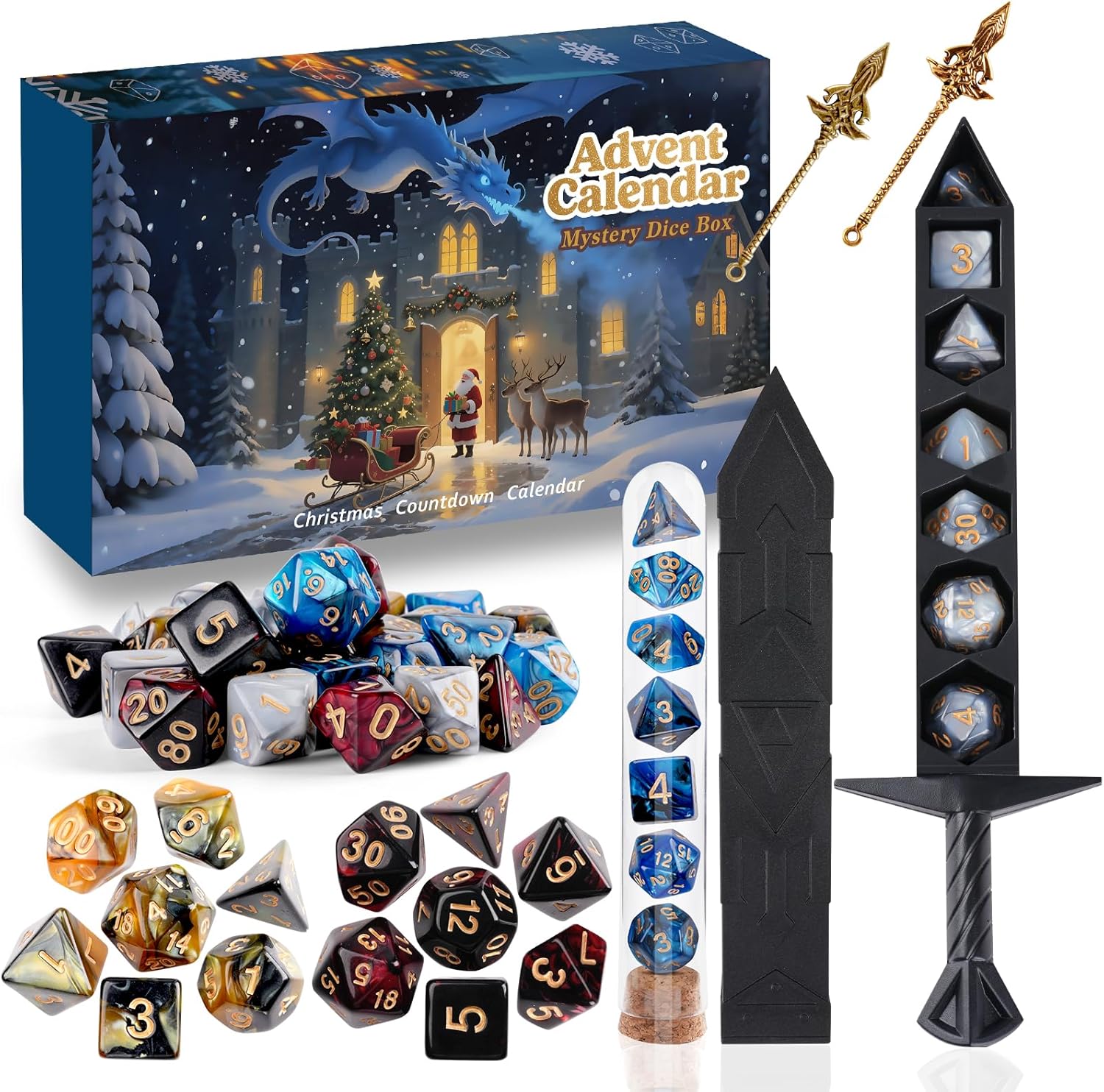 Christmas Advent Calendar 2025 Mystery Dice Set Game Role Playing Table Game Holiday Gift