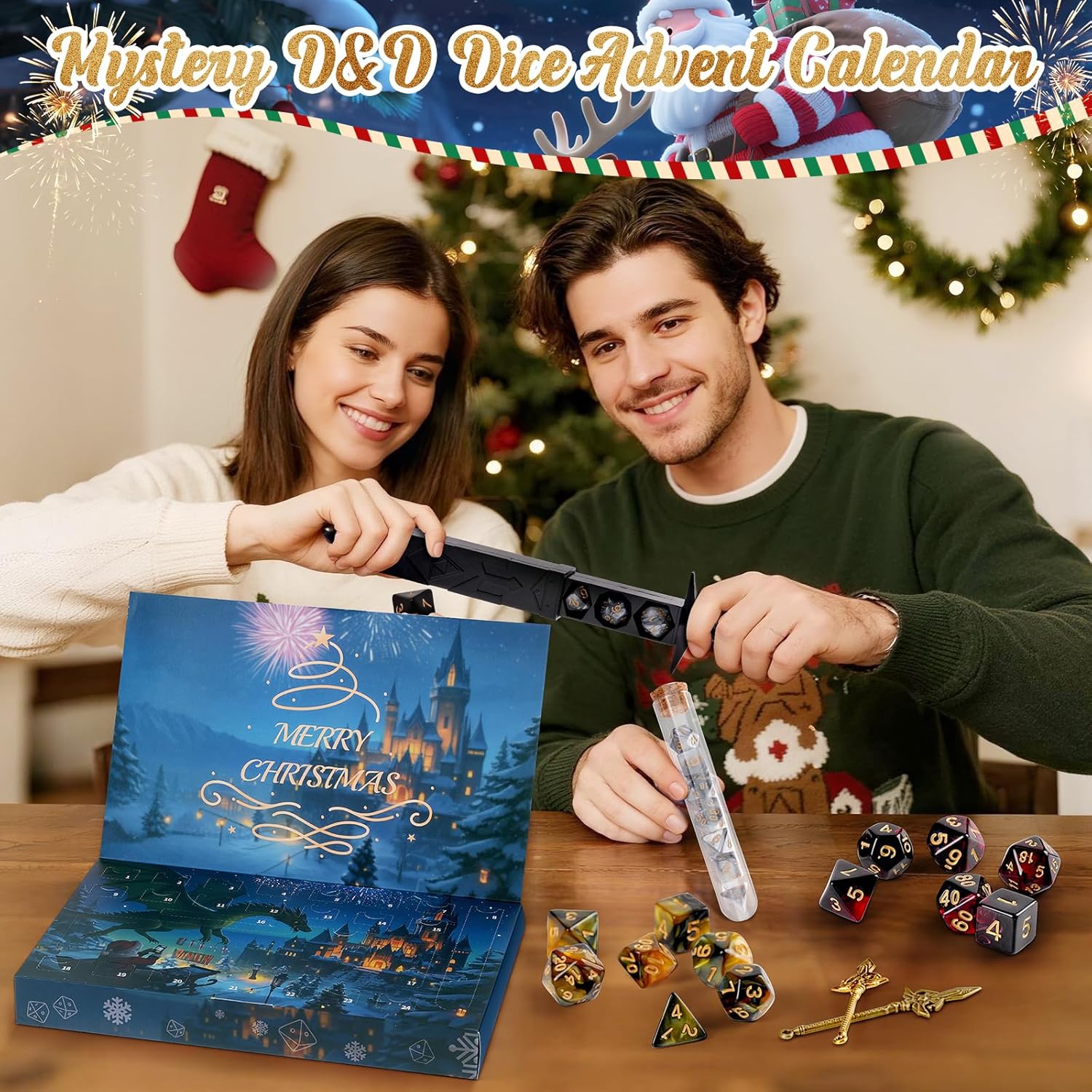 Christmas Advent Calendar 2025 Mystery Dice Set Game Role Playing Table Game Holiday Gift