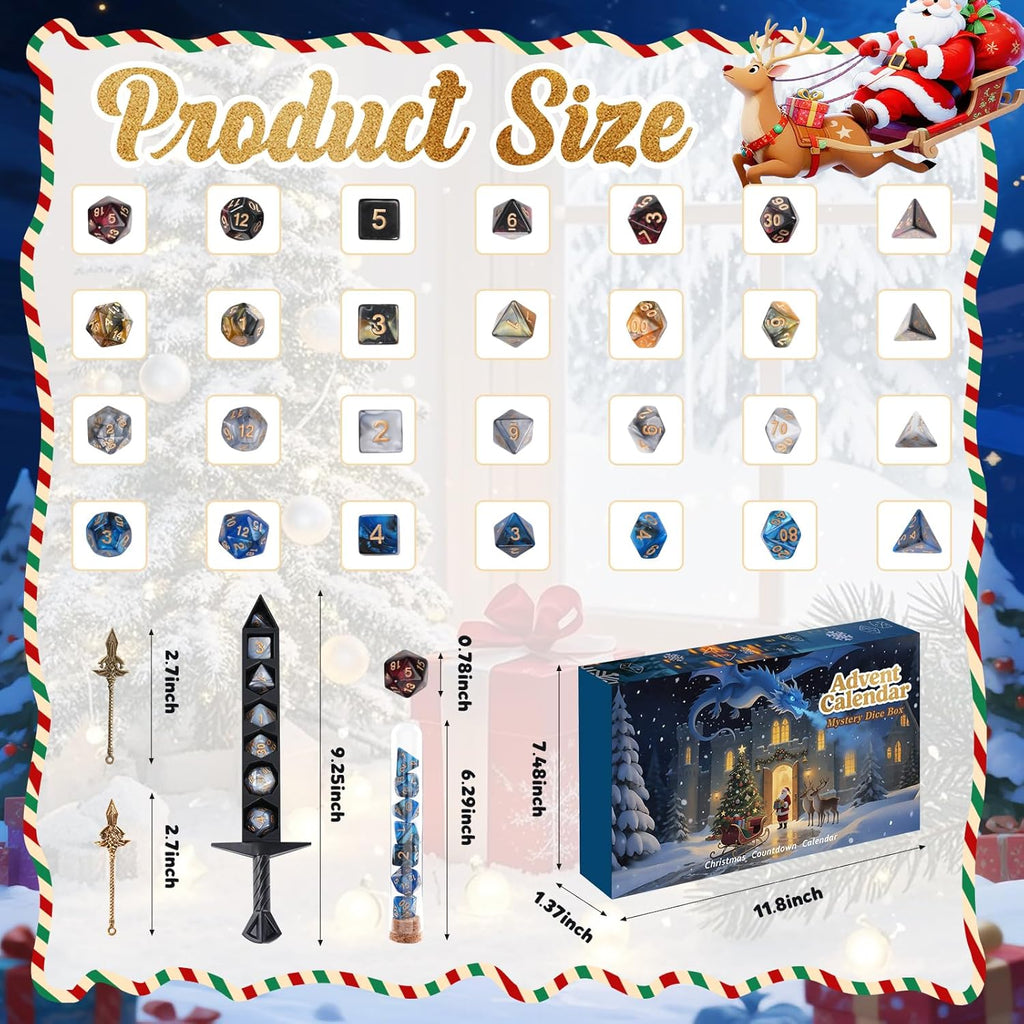 Christmas Advent Calendar 2025 Mystery Dice Set Game Role Playing Table Game Holiday Gift