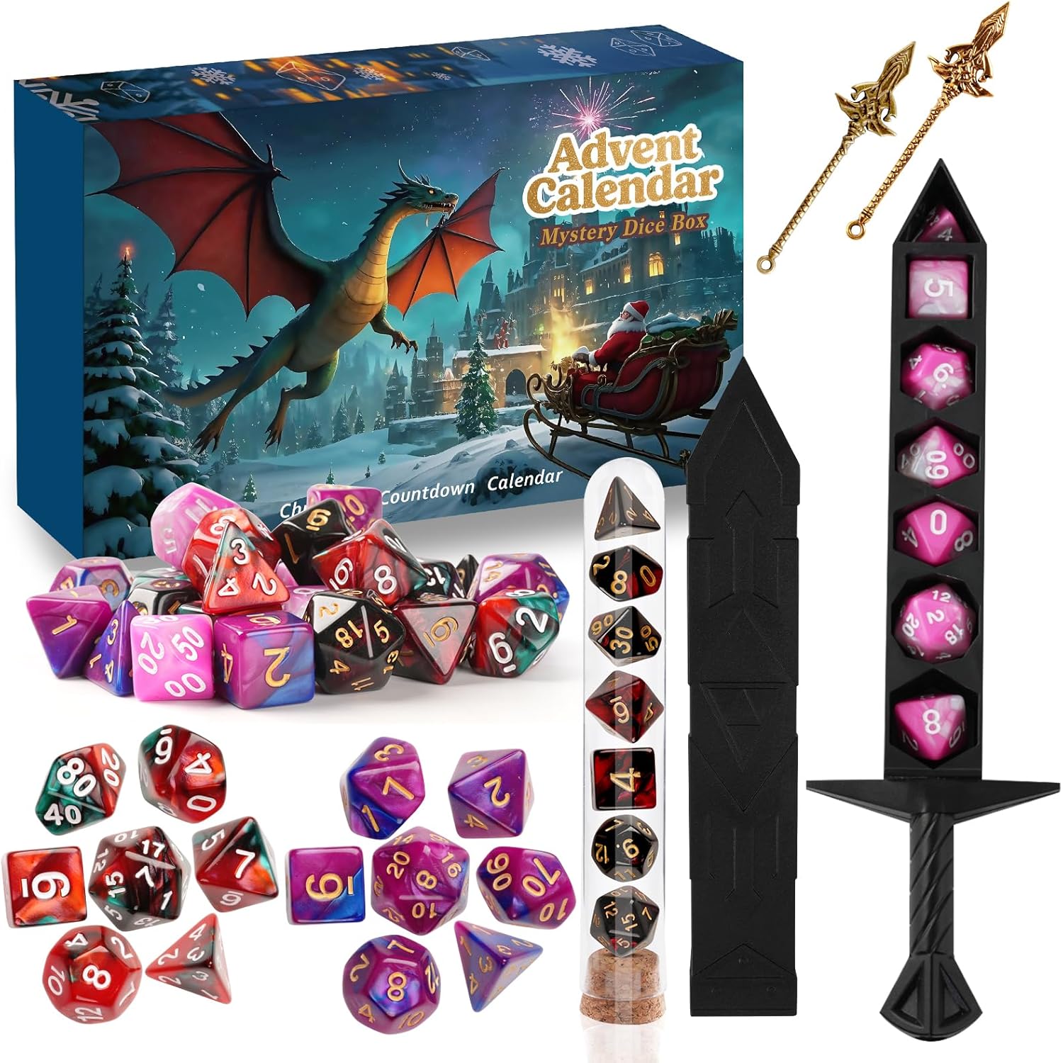 Christmas Advent Calendar 2025 Mystery Dice Set Game Role Playing Table Game Holiday Gift