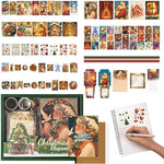 Christmas Scrapbook Stickers Set with Notebook Greeting Card Decals Sticky Notes DIY Sticker Books Holiday Decoration