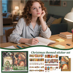 Christmas Scrapbook Stickers Set with Notebook Greeting Card Decals Sticky Notes DIY Sticker Books Holiday Decoration