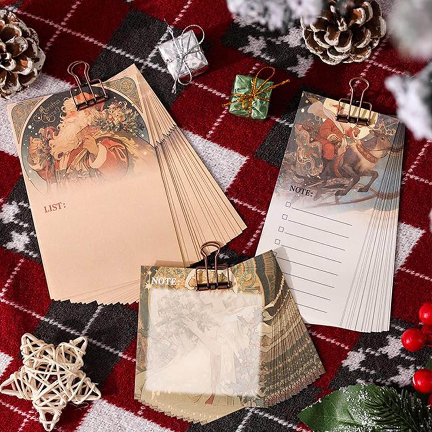 Christmas Scrapbook Stickers Set with Notebook Greeting Card Decals Sticky Notes DIY Sticker Books Holiday Decoration